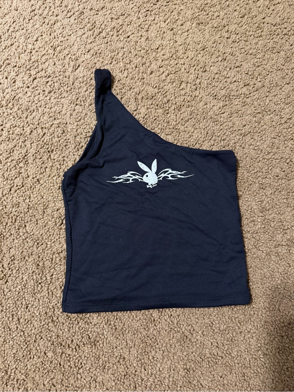 PLAYBOY Black Crop Top with White Logo Graphic
